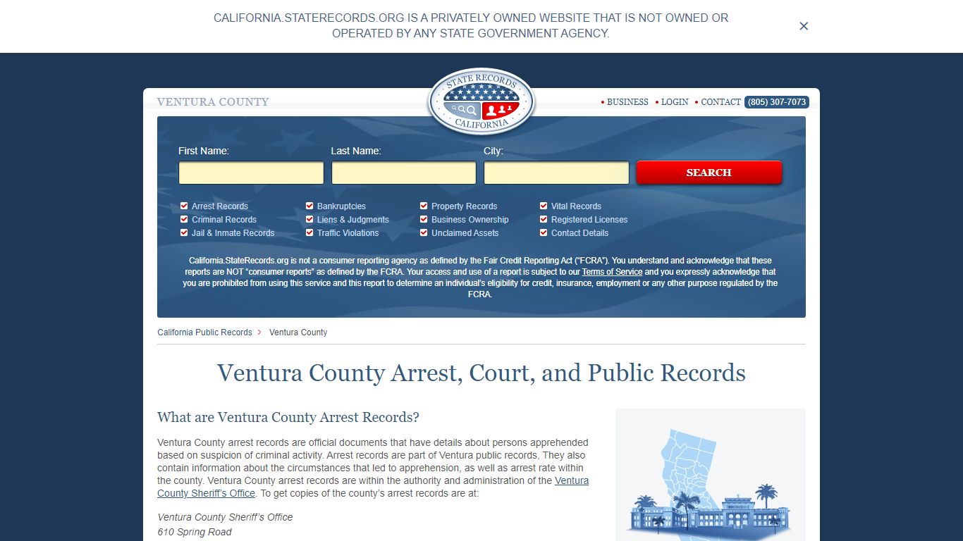 Ventura County Arrest, Court, and Public Records