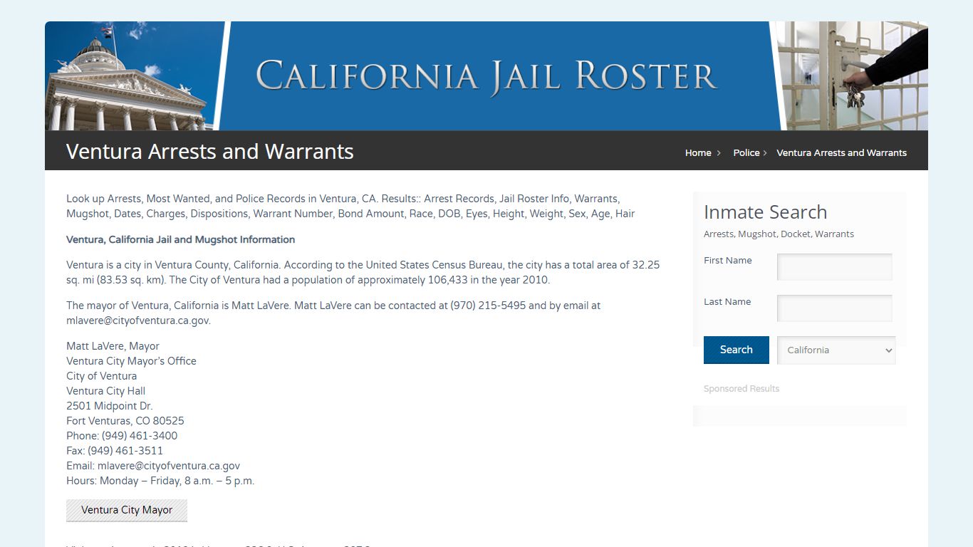 Ventura Arrests and Warrants | Jail Roster Search